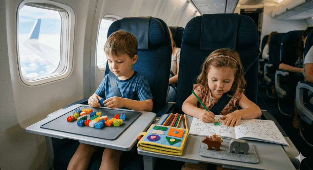 Reise-Hacks Spielzeug für das Flugzeug mit Kindern
