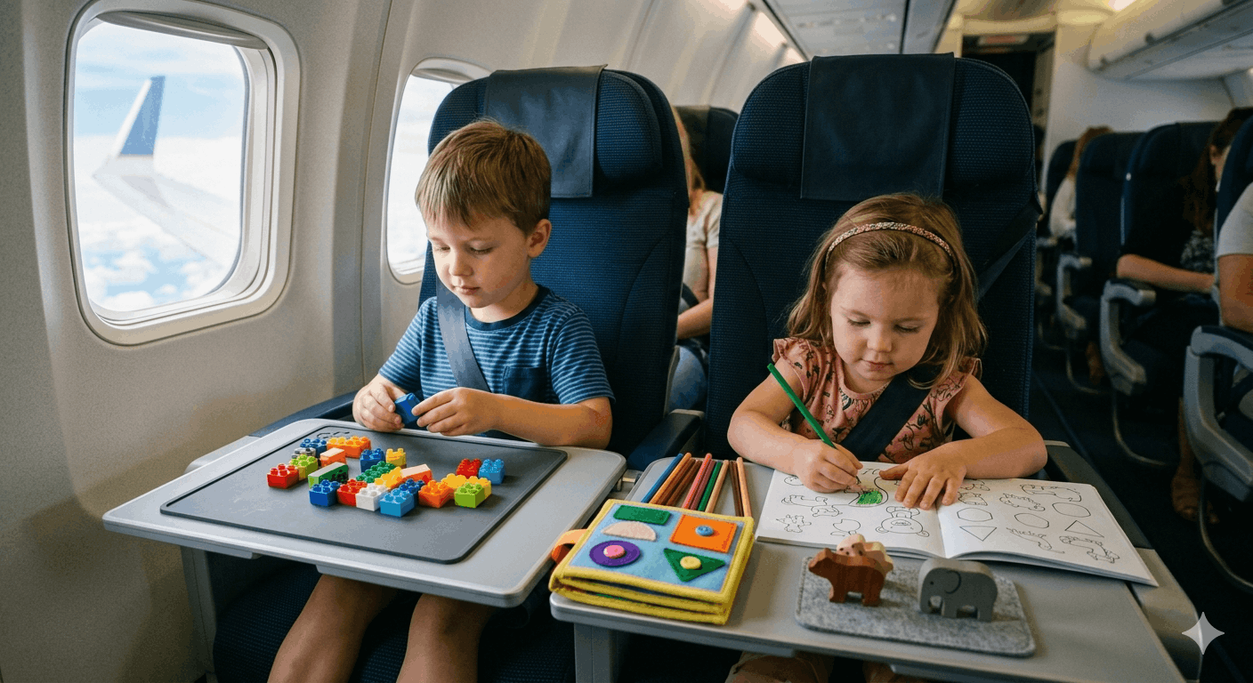 Reise-Hacks Spielzeug für das Flugzeug mit Kindern