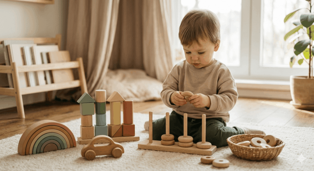 Low-Stimulation-Spielzeug Warum weniger Glitzer und Sound dein Kind ruhiger macht 2026